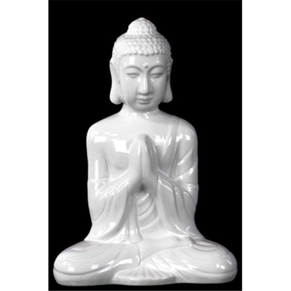 Urban Trends Collection Urban Trends Collection 46739 Ceramic Meditating Buddha; Gloss White 46739